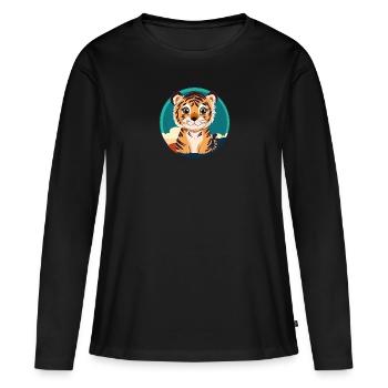 Tiger Cats Domestic Cat - Women's Premium Organic Long Sleeve Shirt - black - Front - Julia (174cm)