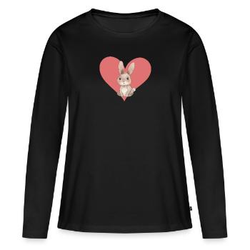 Lapin Lapin - T-shirt manches longues Premium bio Femme - noir - Devant - Julia (174cm)