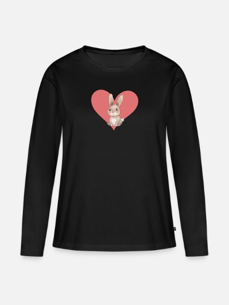 Hase Häschen - Frauen Premium Bio Langarmshirt - Schwarz