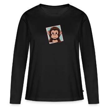 Singe Singe Banane - T-shirt manches longues Premium bio Femme - noir - Devant - Julia (174cm)