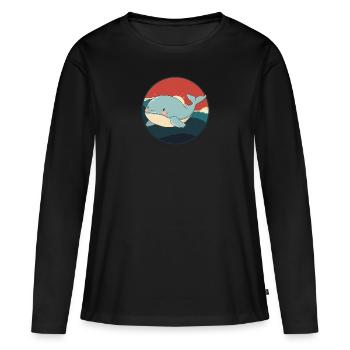 Meerestiere Wal Wale - Frauen Premium Bio Langarmshirt - Schwarz - Vorne - Julia (174cm)