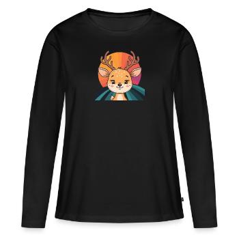 Cerf Cerf Chasse Bois de cerf - T-shirt manches longues Premium bio Femme - noir - Devant - Julia (174cm)
