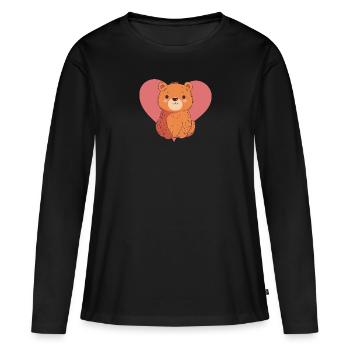 Baer Grizzly Braunbär - Frauen Premium Bio Langarmshirt - Schwarz - Vorne - Julia (174cm)