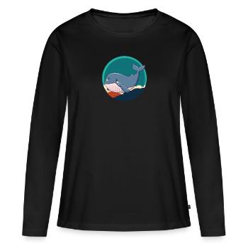 Meeresleben Meerestiere Meerestier - Frauen Premium Bio Langarmshirt - Schwarz - Vorne - Julia (174cm)