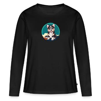 Dresseur de chiens - T-shirt manches longues Premium bio Femme - noir - Devant - Julia (174cm)