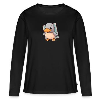 Canetons à bec - T-shirt manches longues Premium bio Femme - noir - Devant - Julia (174cm)