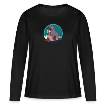 Otaries, Morses Animaux - T-shirt manches longues Premium bio Femme - noir - Devant - Julia (174cm)