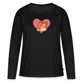 Schmetterling Tierliebhaber Schmetterlinge - Frauen Premium Bio Langarmshirt - Schwarz - Vorne - Julia (174cm)
