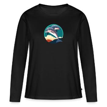 Dolphin Sea Creatures - Women's Premium Organic Long Sleeve Shirt - black - Front - Julia (174cm)