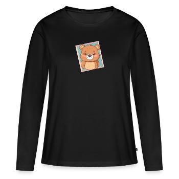 Baer Bar Waldtier - Frauen Premium Bio Langarmshirt - Schwarz - Vorne - Julia (174cm)