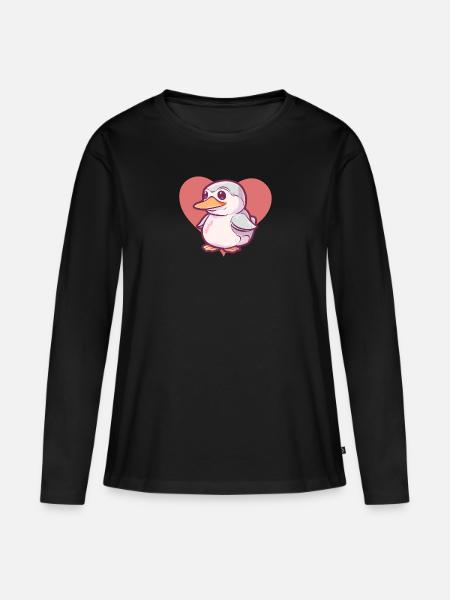 Entchen Schnabel Ente - Frauen Premium Bio Langarmshirt - Schwarz