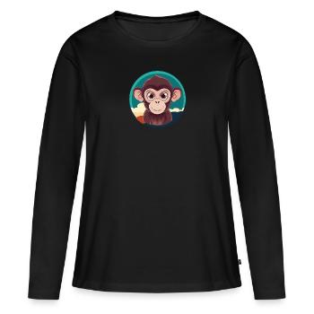 Affe Monkey Wildnis - Frauen Premium Bio Langarmshirt - Schwarz - Vorne - Julia (174cm)