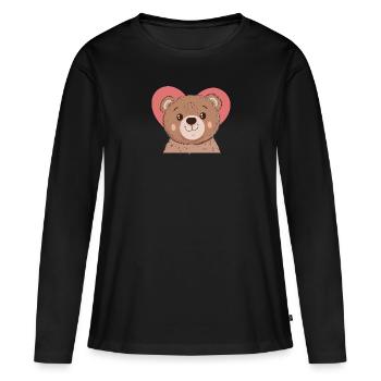 Baer Waldbewohner - Frauen Premium Bio Langarmshirt - Schwarz - Vorne - Julia (174cm)