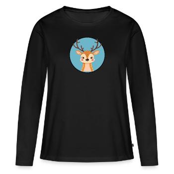 Bois de cerf Cerf Chasse au cerf - T-shirt manches longues Premium bio Femme - noir - Devant - Julia (174cm)
