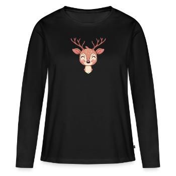 Forêt de cerfs fauves - T-shirt manches longues Premium bio Femme - noir - Devant - Julia (174cm)