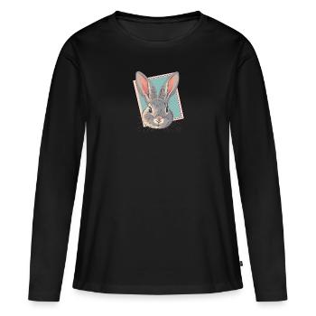Lapin de Pâques - T-shirt manches longues Premium bio Femme - noir - Devant - Julia (174cm)