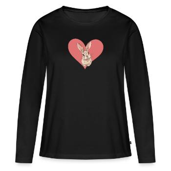 Lapin Hoppelhase Dent de Lapin - T-shirt manches longues Premium bio Femme - noir - Devant - Julia (174cm)