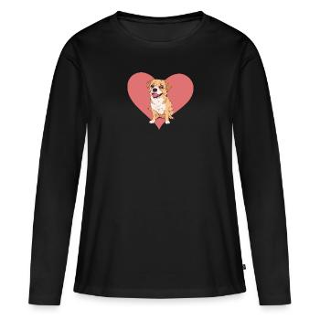 Hund - Frauen Premium Bio Langarmshirt - Schwarz - Vorne - Julia (174cm)