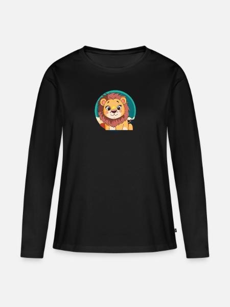 Loewe Löwen - Frauen Premium Bio Langarmshirt - Schwarz