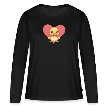 Bec oiseau canard - T-shirt manches longues Premium bio Femme - noir - Devant - Julia (174cm)