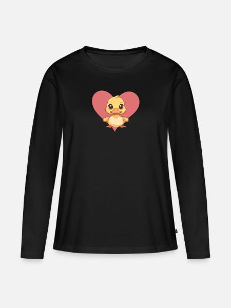 Schnabel Vogel Ente - Frauen Premium Bio Langarmshirt - Schwarz