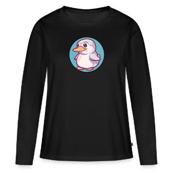 Quak Ente - Frauen Premium Bio Langarmshirt - Schwarz - Vorne - Julia (174cm)