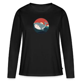 Aileron de baleine - T-shirt manches longues Premium bio Femme - noir - Devant - Julia (174cm)