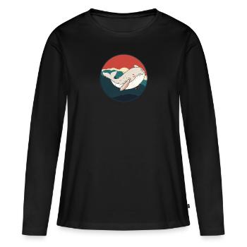 Meeresleben Unter Wasser Wal - Frauen Premium Bio Langarmshirt - Schwarz - Vorne - Julia (174cm)