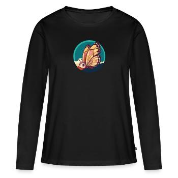 Schmetterling Waldbewohner Tier - Frauen Premium Bio Langarmshirt - Schwarz - Vorne - Julia (174cm)