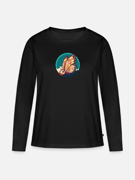 Schmetterling Waldbewohner Tier - Frauen Premium Bio Langarmshirt - Schwarz