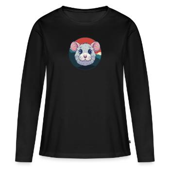 Souris Rongeur - T-shirt manches longues Premium bio Femme - noir - Devant - Julia (174cm)