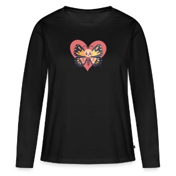 Schmetterling Schmetterlinge Wald - Frauen Premium Bio Langarmshirt - Schwarz - Vorne - Julia (174cm)
