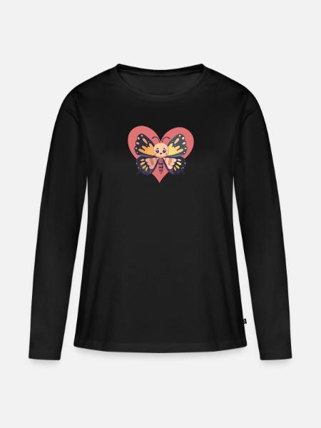Schmetterling Schmetterlinge Wald - Frauen Premium Bio Langarmshirt - Schwarz