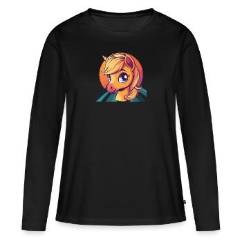 Cavaliers - T-shirt manches longues Premium bio Femme - noir - Devant - Julia (174cm)