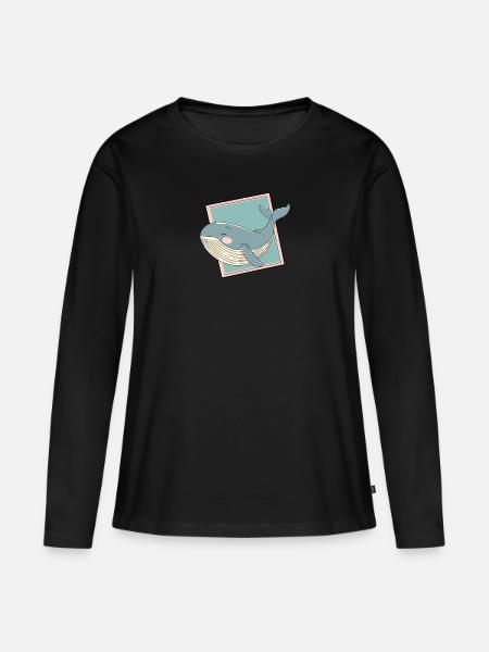 Wal Meerestiere Unter Wasser - Frauen Premium Bio Langarmshirt - Schwarz