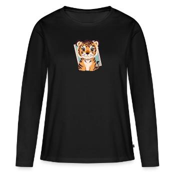 Tigre, Guépard, Lynx - T-shirt manches longues Premium bio Femme - noir - Devant - Julia (174cm)