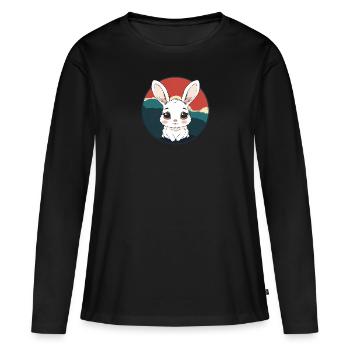 Dent de Lapin Hoppelhase Pâques - T-shirt manches longues Premium bio Femme - noir - Devant - Julia (174cm)