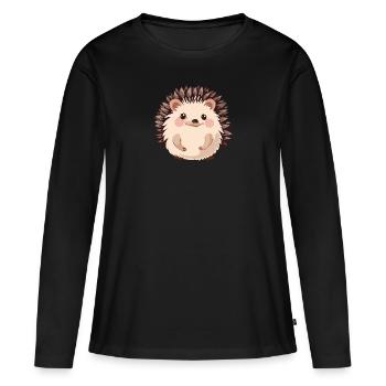 Spitz hérisson - T-shirt manches longues Premium bio Femme - noir - Devant - Julia (174cm)