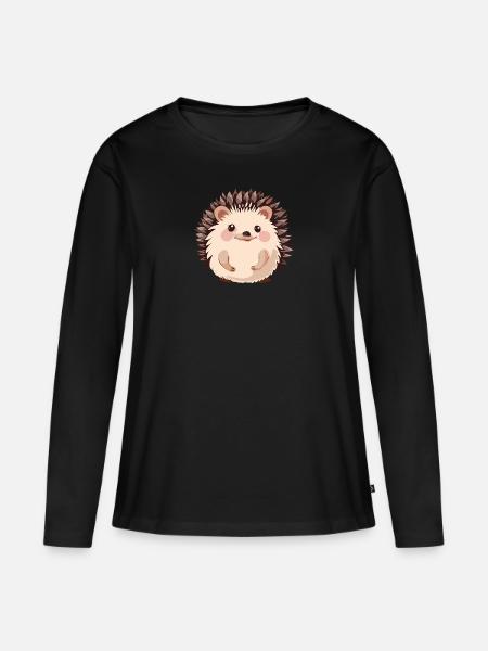 Igel Spitz - Frauen Premium Bio Langarmshirt - Schwarz