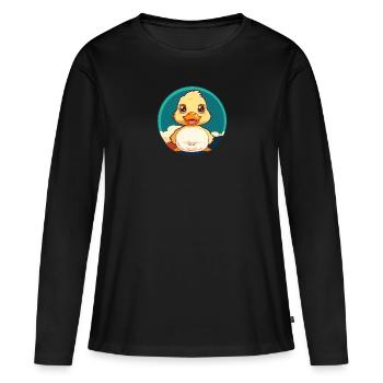 Caneton Quack - T-shirt manches longues Premium bio Femme - noir - Devant - Julia (174cm)