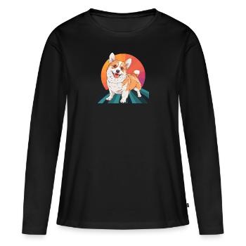chien border collie amoureux des chiens - T-shirt manches longues Premium bio Femme - noir - Devant - Julia (174cm)