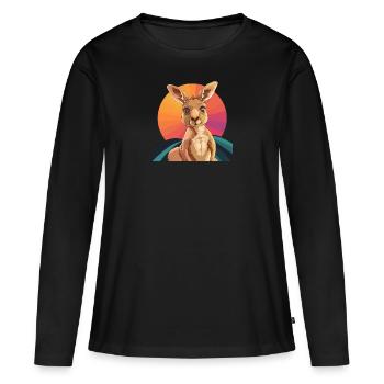 Kangourou Sydney Melbourne - T-shirt manches longues Premium bio Femme - noir - Devant - Julia (174cm)