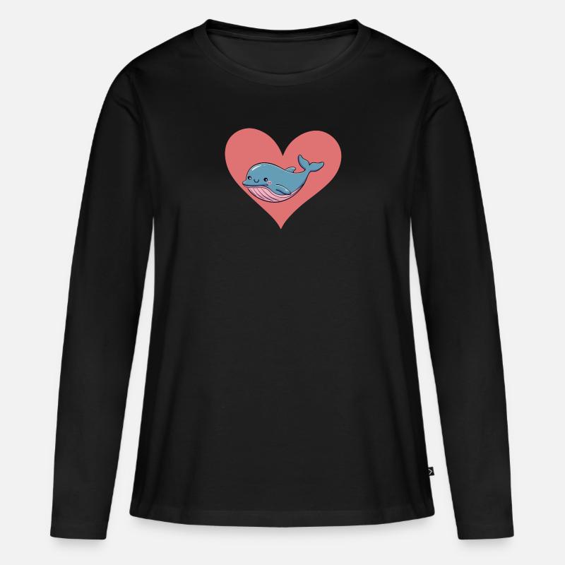 Wal Meerestiere - Frauen Premium Bio Langarmshirt - Schwarz