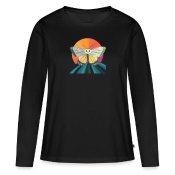 Papillon Habitant de la Forêt - T-shirt manches longues Premium bio Femme - noir - Devant - Julia (174cm)