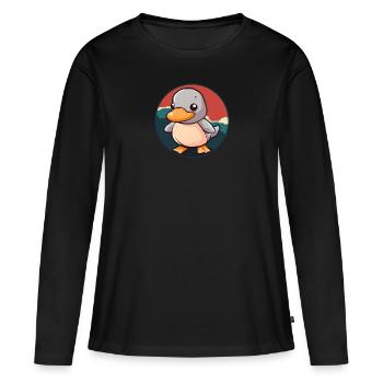 Caneton Oiseau - T-shirt manches longues Premium bio Femme - noir - Devant - Julia (174cm)