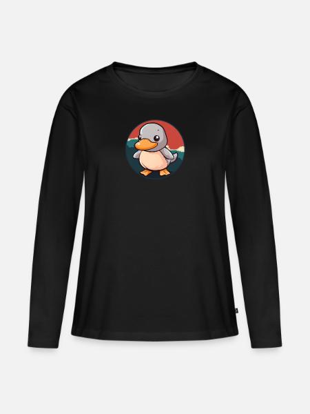 Entchen Vogel - Frauen Premium Bio Langarmshirt - Schwarz
