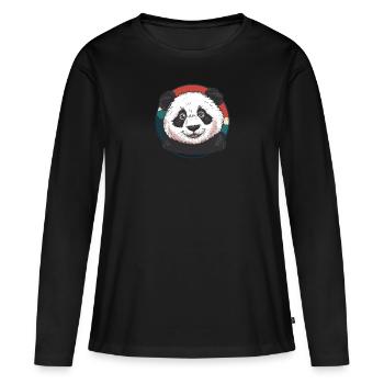 Panda Grizzly - Frauen Premium Bio Langarmshirt - Schwarz - Vorne - Julia (174cm)