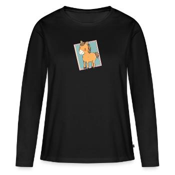 Chevaux - T-shirt manches longues Premium bio Femme - noir - Devant - Julia (174cm)