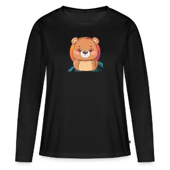 Baer Grizzly Bar - Frauen Premium Bio Langarmshirt - Schwarz - Vorne - Julia (174cm)