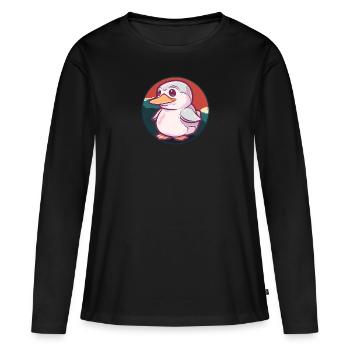 Oiseau à bec - T-shirt manches longues Premium bio Femme - noir - Devant - Julia (174cm)